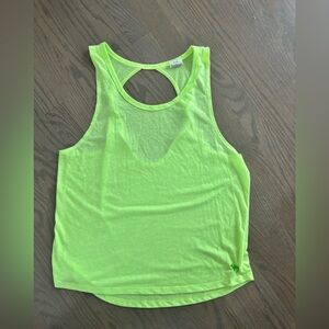 Vintage Y2K PINK Victoria’s Secret Neon Green yellow Tank Top Women’s size Large